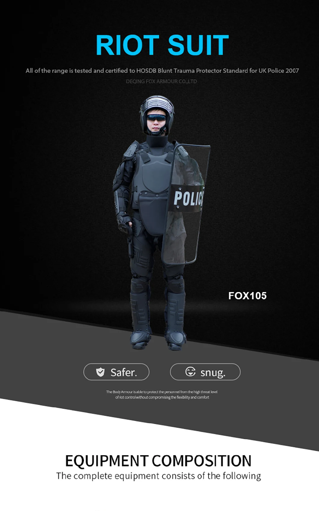 High Impact Anti Riot Suit Police Full Body Armor